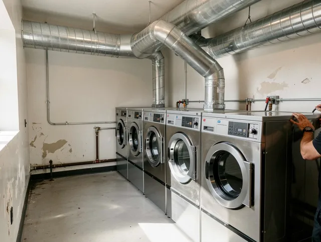 Culver City Dryer Vent Cleaning team performing large-scale commercial dryer vent cleaning in Culver City